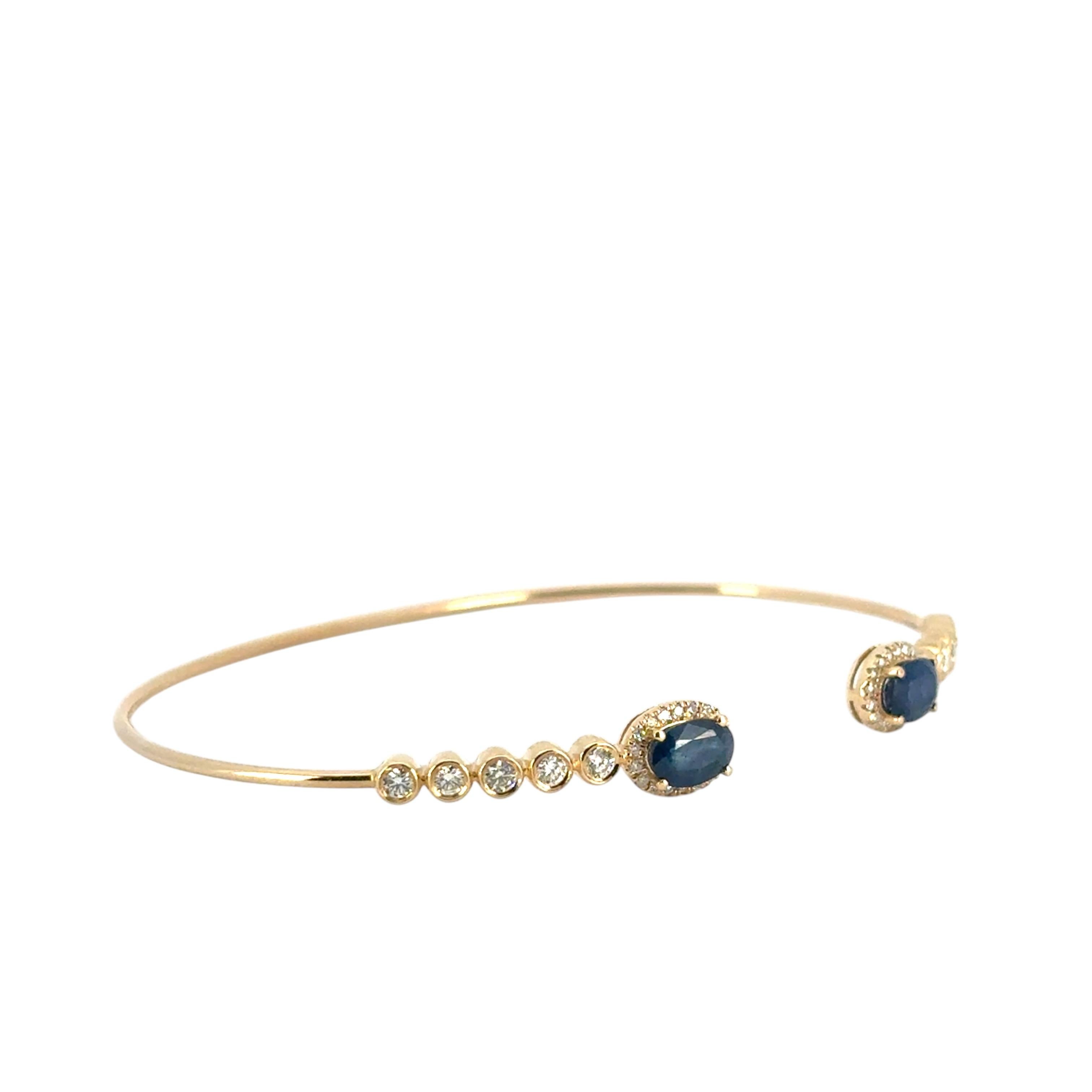 Taille ronde Bracelet en or jaune 14k 0.53ctw diamant rond brillant et 1.30ctw saphir en vente