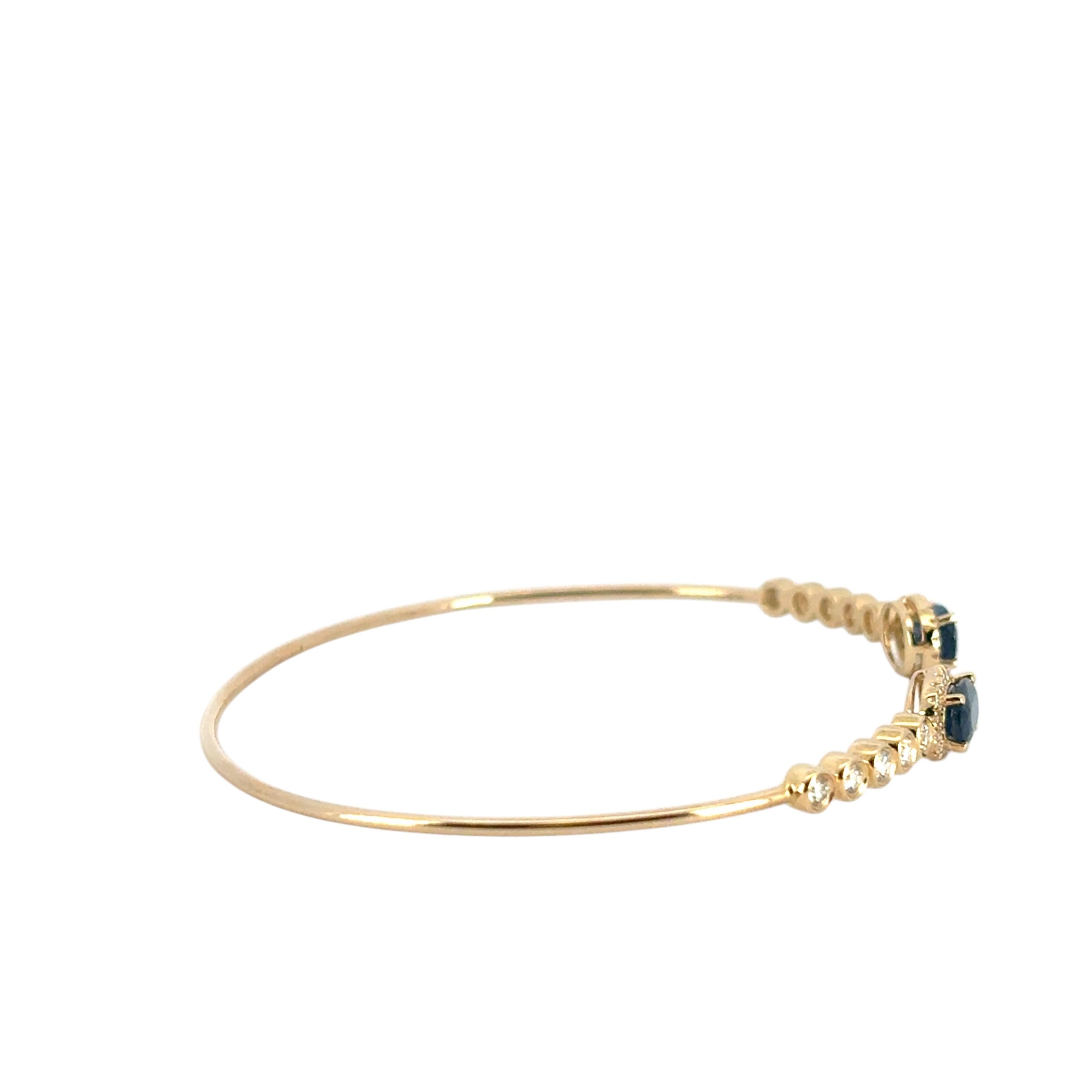 Bracelet en or jaune 14k 0.53ctw diamant rond brillant et 1.30ctw saphir Pour femmes en vente