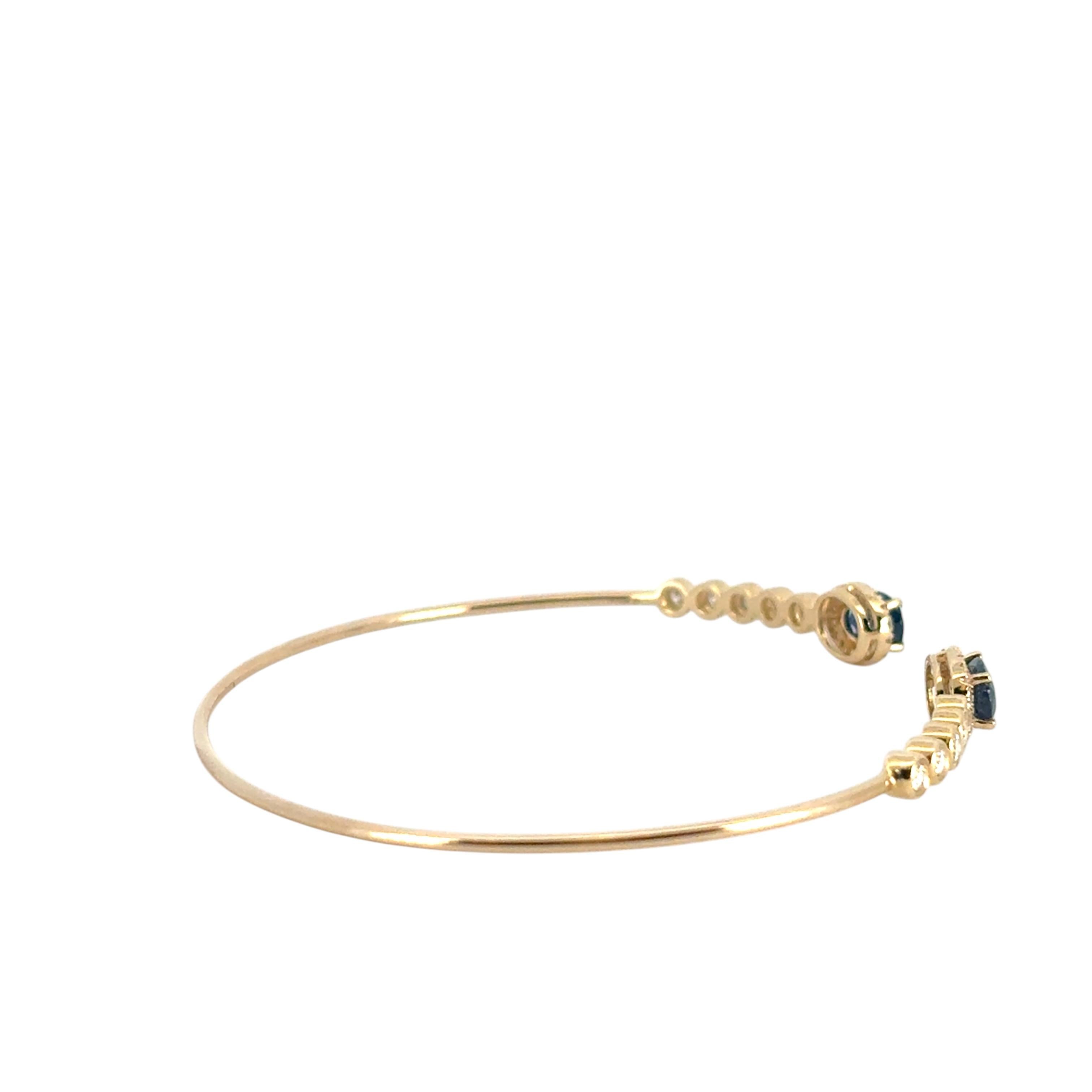 Bracelet en or jaune 14k 0.53ctw diamant rond brillant et 1.30ctw saphir en vente 1