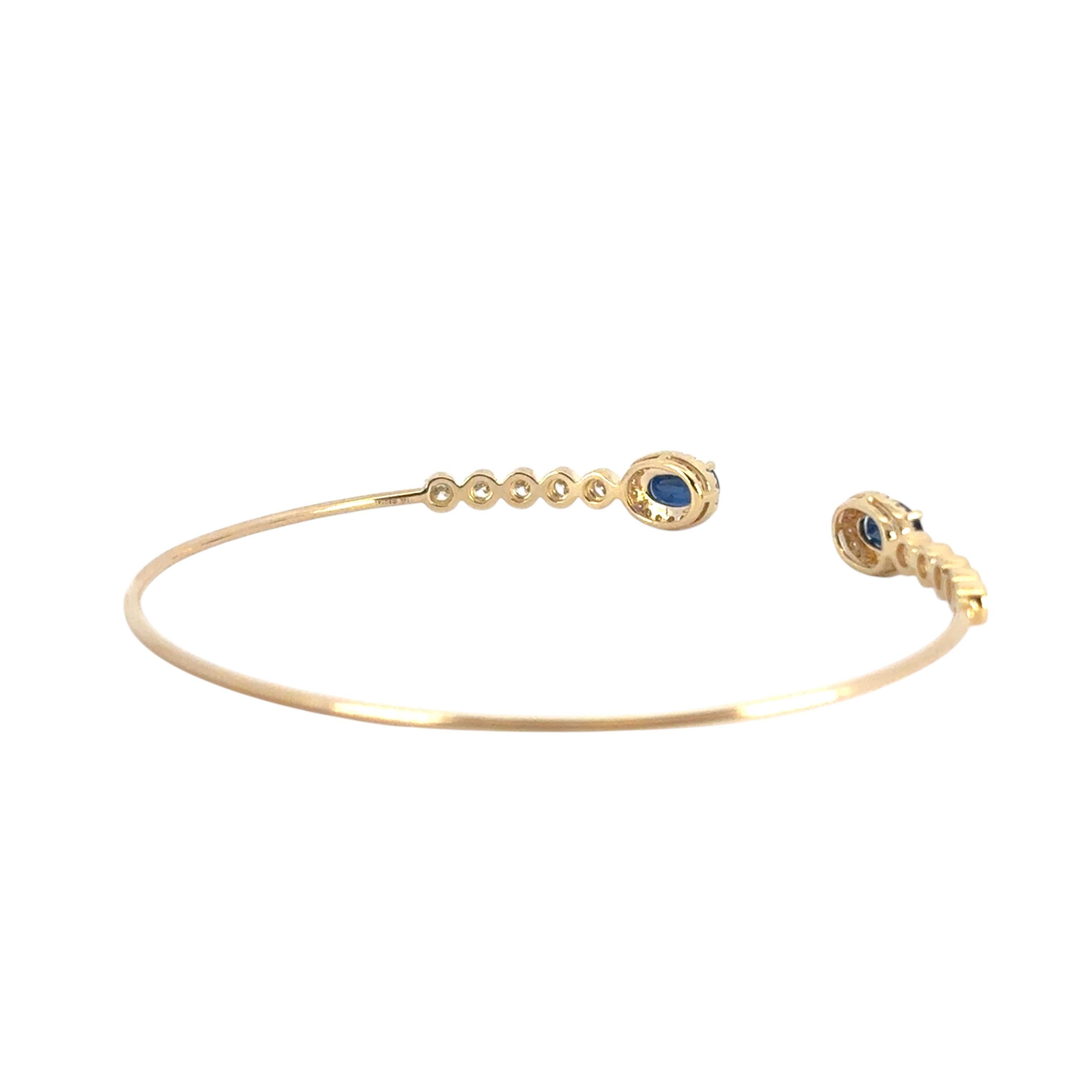 Bracelet en or jaune 14k 0.53ctw diamant rond brillant et 1.30ctw saphir en vente 2