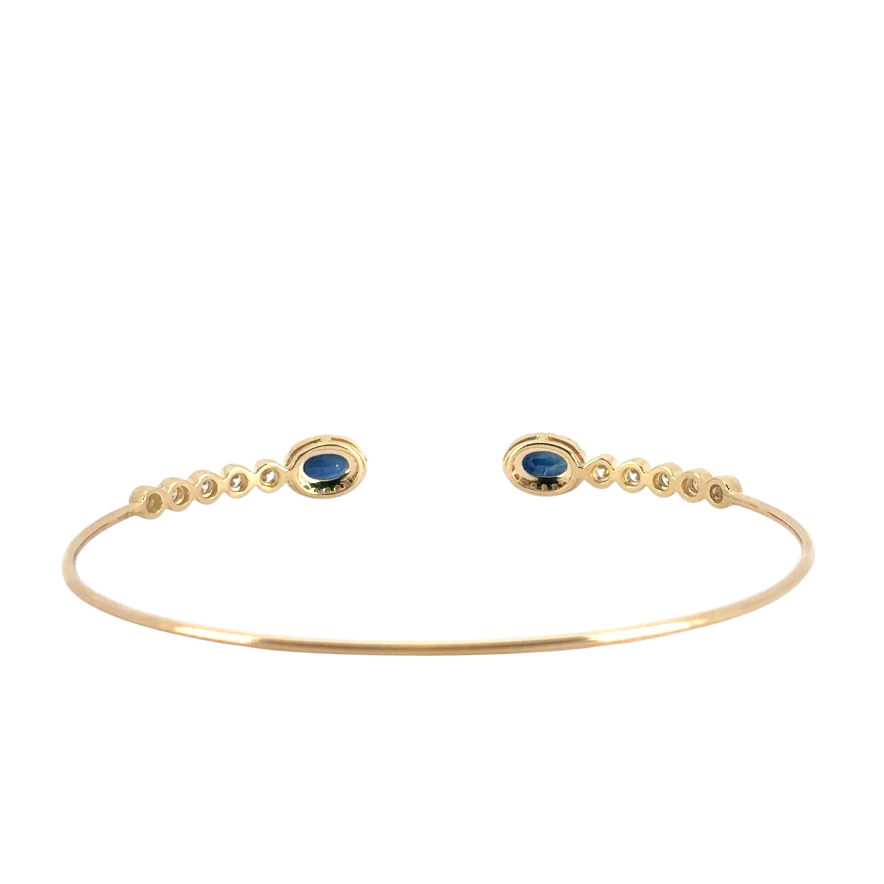 Bracelet en or jaune 14k 0.53ctw diamant rond brillant et 1.30ctw saphir en vente 3