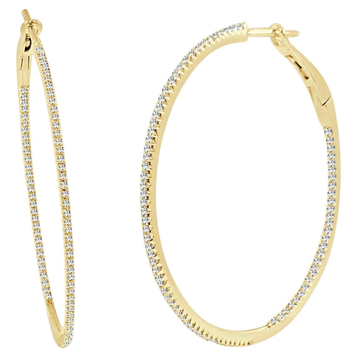 14K Yellow Gold 0.55ct Diamond Hoops for Her