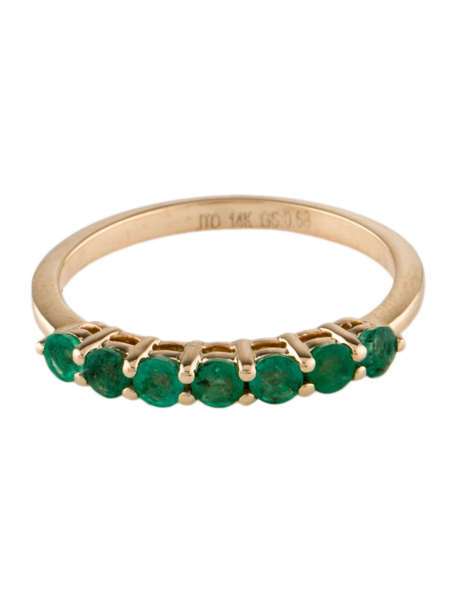 Round Cut 14K Yellow Gold 0.55ctw Round Modified Brilliant Emerald Band, Size 8 For Sale