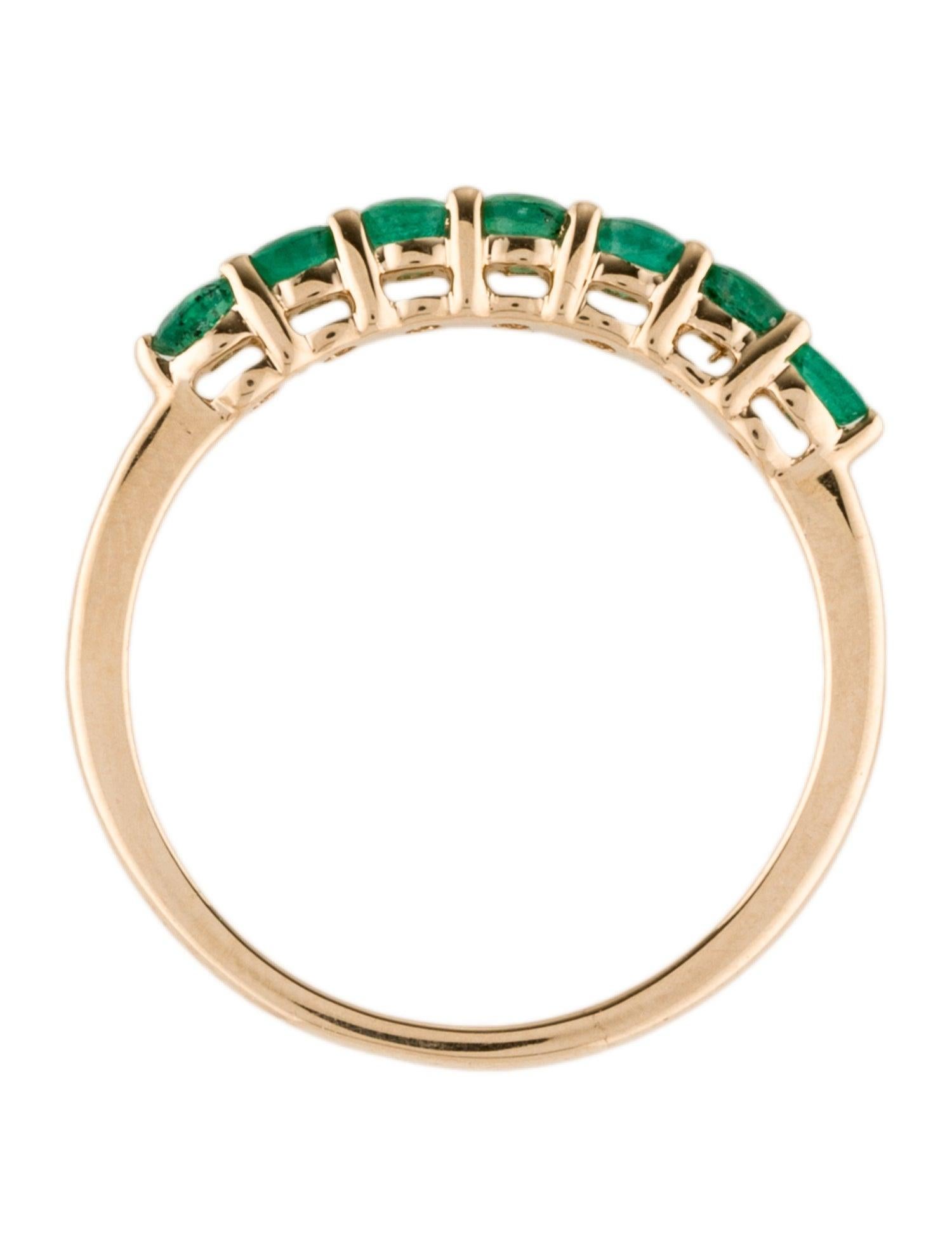 Women's 14K Yellow Gold 0.55ctw Round Modified Brilliant Emerald Band, Size 8 For Sale
