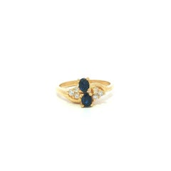 14k Yellow Gold 0.55ctw Sapphire & Diamond Cluster Petite Moi Et Toi Ring