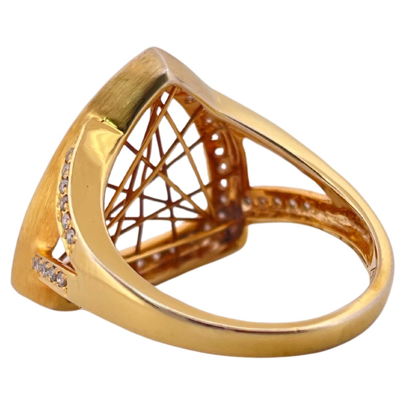 14k Gelbgold 0,56ctw Diamant Ring (Rundschliff) im Angebot