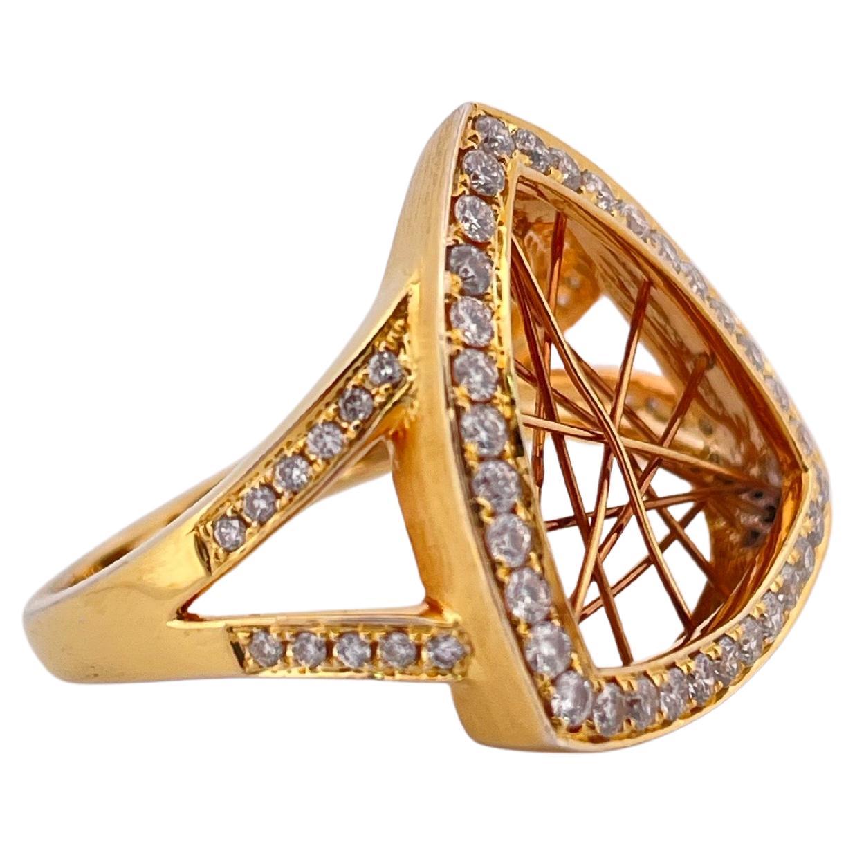 14k Gelbgold 0,56ctw Diamant Ring im Angebot 1