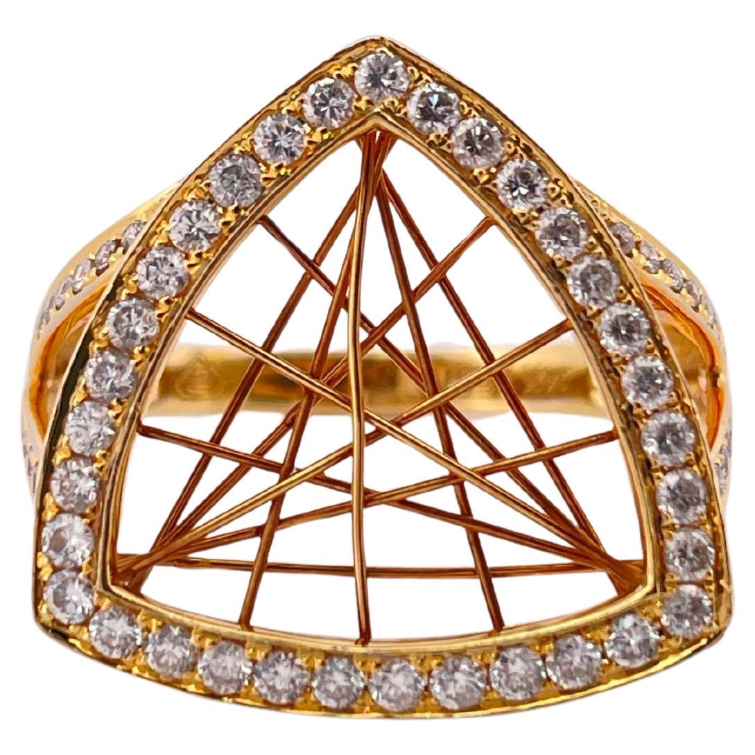 14k Gelbgold 0,56ctw Diamant Ring im Angebot
