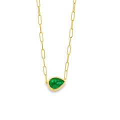 Collier en or jaune 14k 0.56ctw Emerald in a Paper Clip Chain Necklace