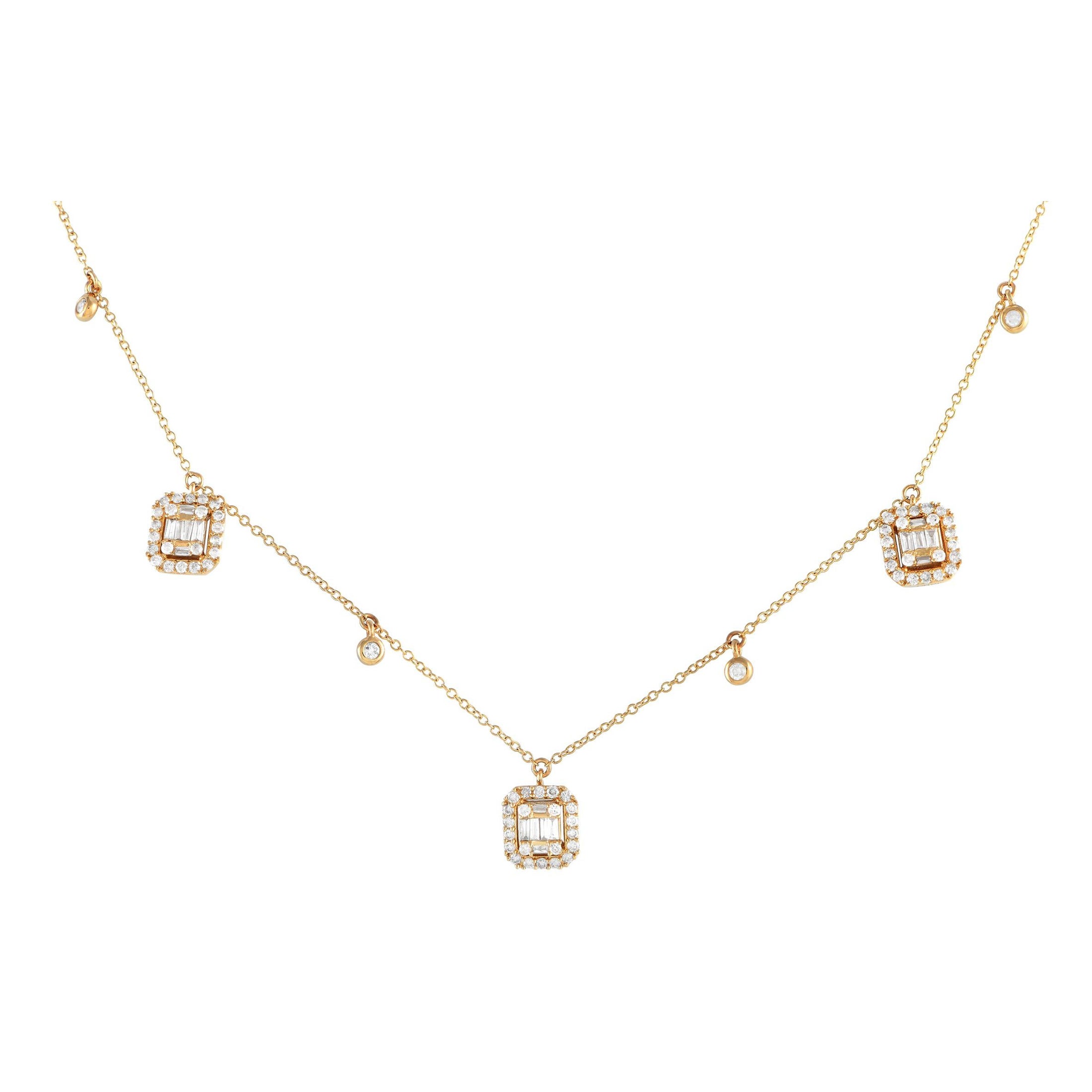 Collar en racimo de diamantes de 0,58 ct en oro amarillo de 14 quilates PN14842 en venta