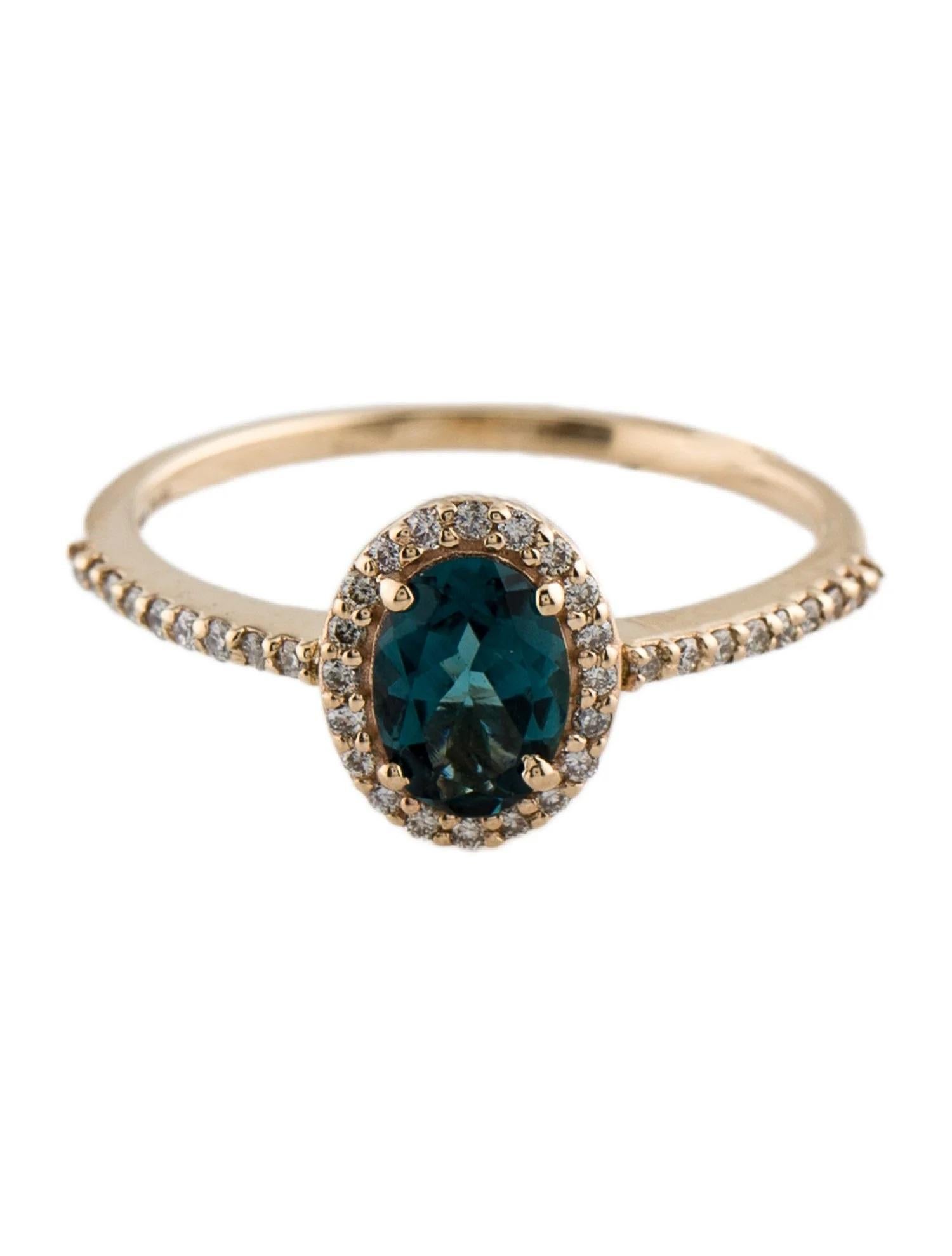Artist 14K Yellow Gold 0.58ct Oval Modified Brilliant Blue Tourmaline & Diamond Cocktai