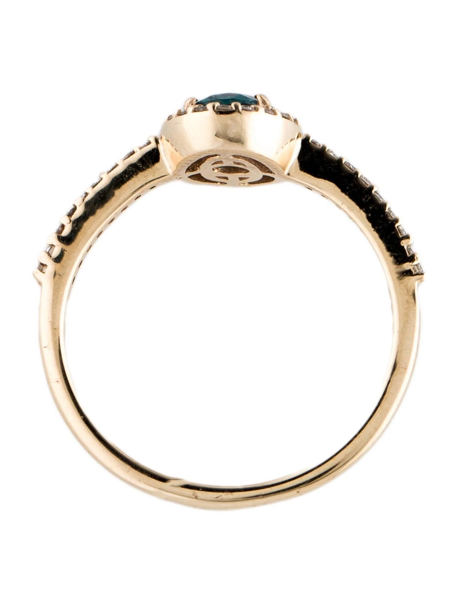 14K Yellow Gold 0.58ct Oval Modified Brilliant Blue Tourmaline & Diamond Cocktai In New Condition In Holtsville, NY