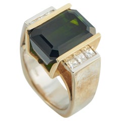 14K Yellow Gold 0.60ct Diamond and Tourmaline Ring MF04-031726