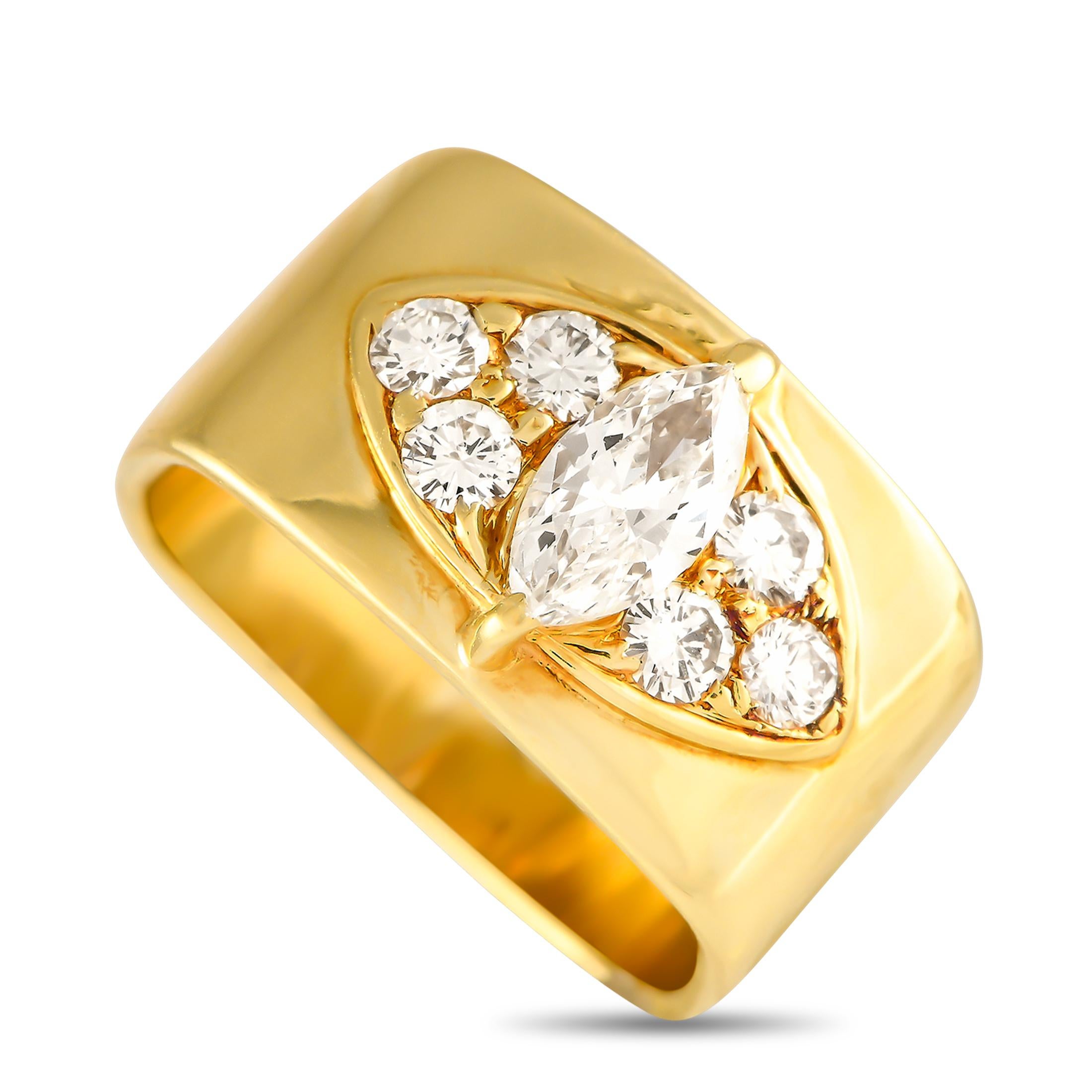 14K Yellow Gold 0.60ct Diamond Ring MF15-020124 In Excellent Condition For Sale In Southampton, PA