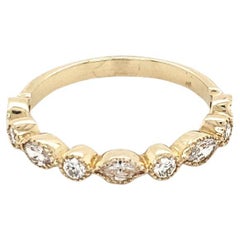14K Yellow Gold 0.62 Carat Marquise Natural Diamond Stackable Ring Size 6.75