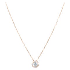 Collana con ciondolo solitario in oro giallo 14k con diamante taglio rotondo da 0,65 carati