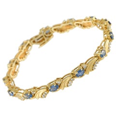 14K Yellow Gold 0.65ct Diamond and Sapphire Bracelet