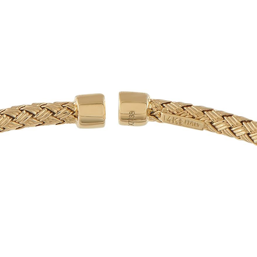14K Yellow Gold 0.65ct Diamond Woven Bangle Bracelet MF19-111325 (Rundschliff) im Angebot