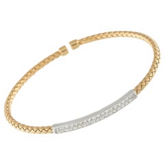 14K Yellow Gold 0.65ct Diamond Woven Bangle Bracelet MF19-111325