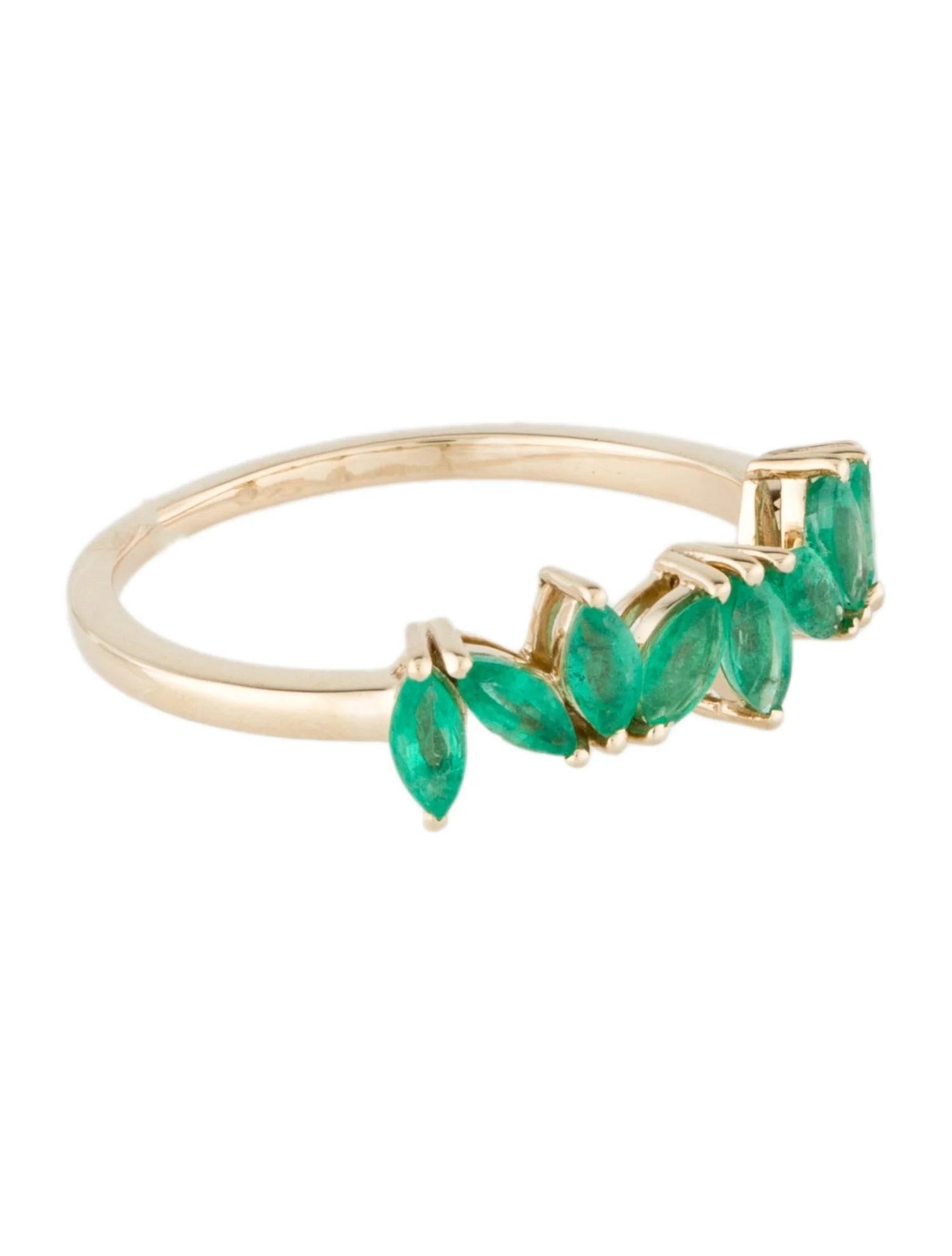 14K Yellow Gold 0.65ctw Marquise Faceted Emerald Cocktail Ring, Size 7