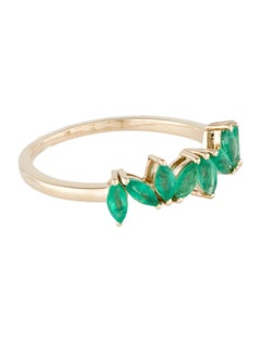 14K Yellow Gold 0.65ctw Marquise Faceted Emerald Cocktail Ring, Size 7