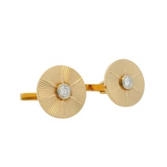 Boutons de manchette en or jaune 14k 0.66ct Diamond Sun Rays