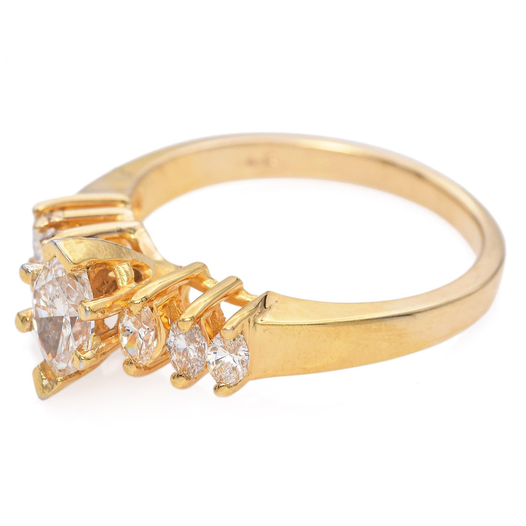 Anello di fidanzamento con diamante marquise in oro giallo 14k da 0,66tcw In condizioni buone in vendita a New York, NY