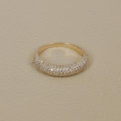 14K Yellow Gold 0.68 CT Natural Diamond Multi-Row Domed Pave Band Ring