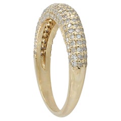 14K Yellow Gold 0.68 CT Natural Diamond Multi-Row Domed Pave Band Ring