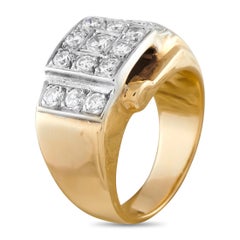 Bague rétro en or jaune 14 carats avec un diamant de 0,68 ct – MF22-070826