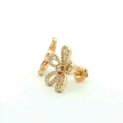 14k Yellow Gold 0.69 Carat Round-cut Diamond 5-Petal Flower Earrings Screw backs