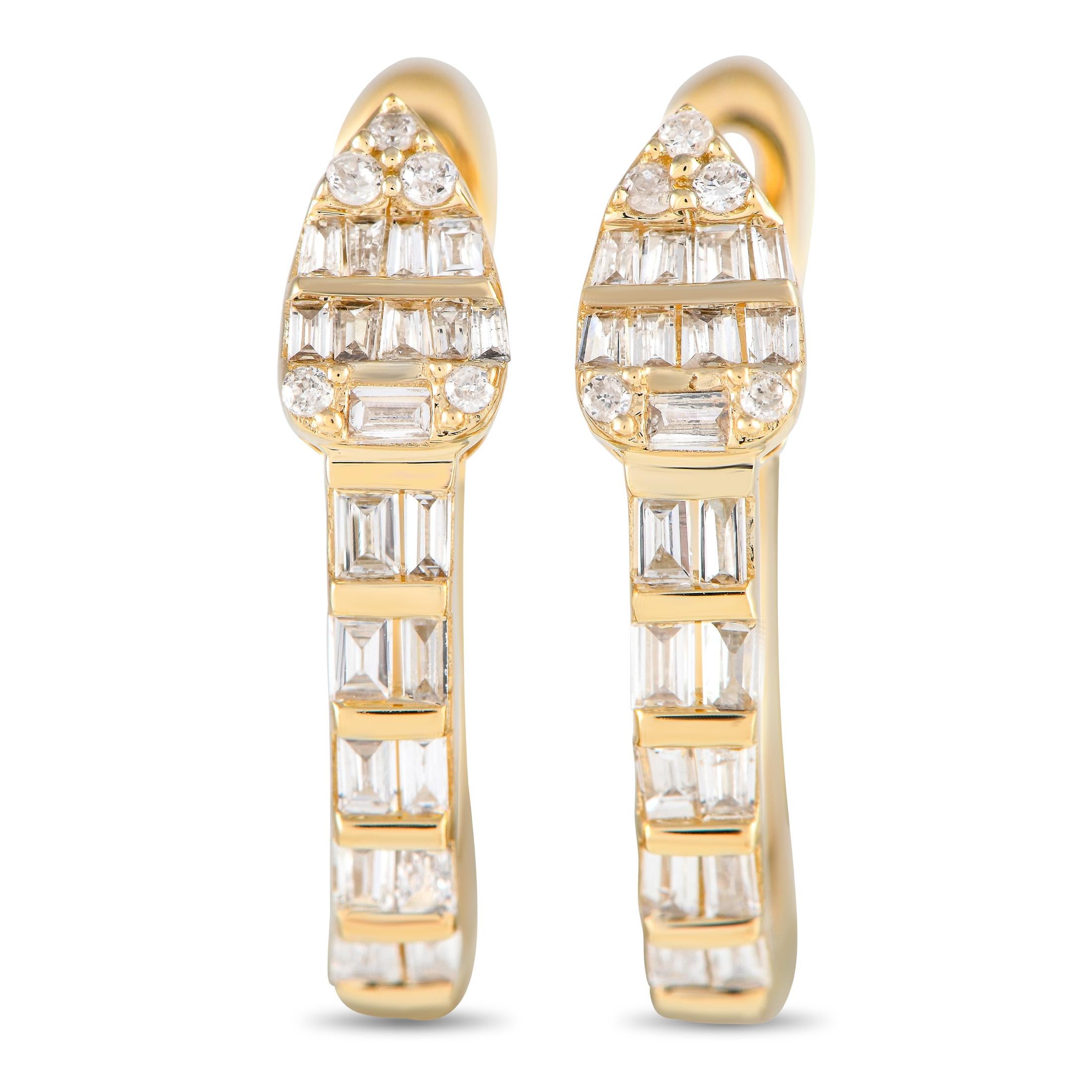 14K Yellow Gold 0.70ct Diamond Huggie Earrings In New Condition For Sale In Southampton, PA