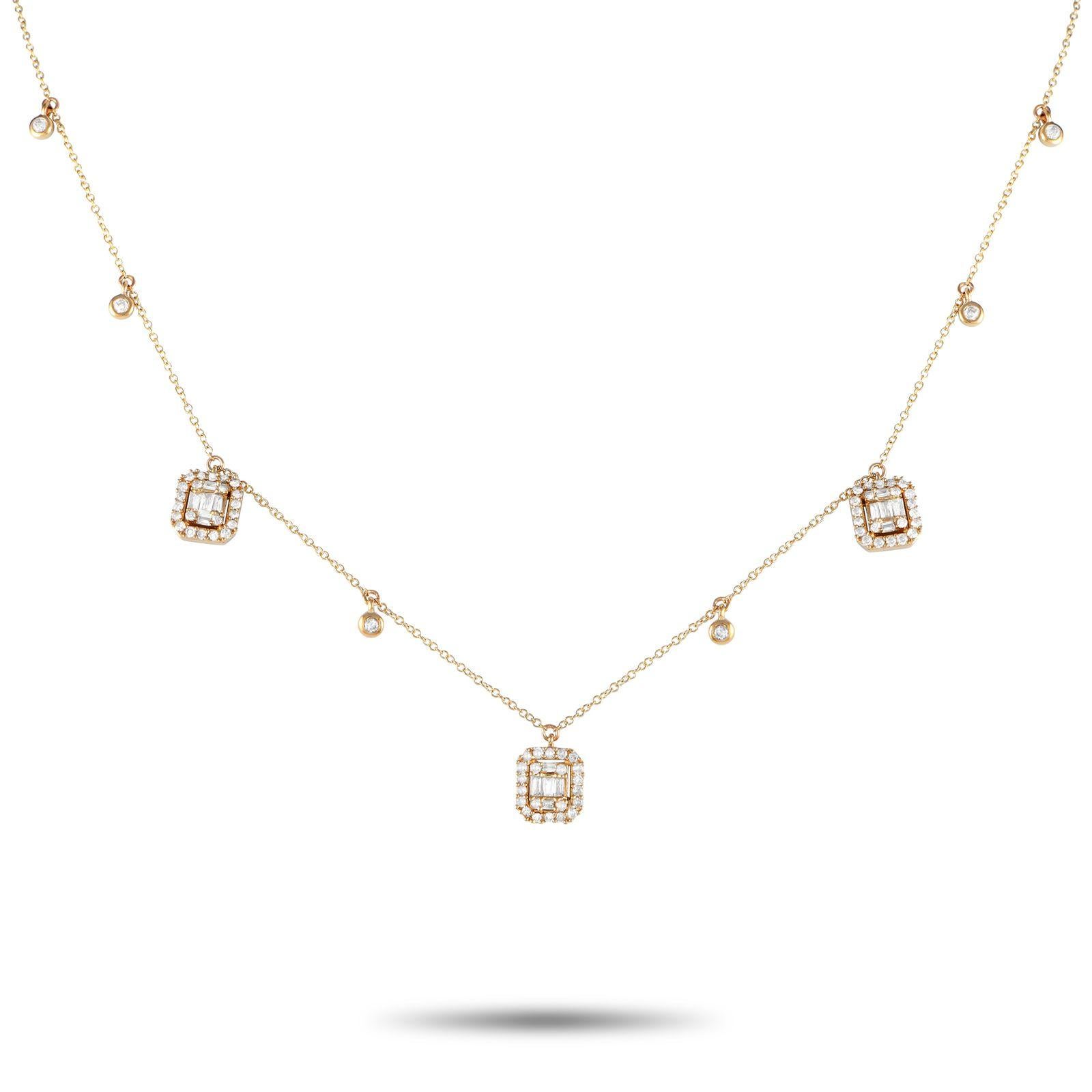 14K Yellow Gold 0.70ct Diamond Necklace In New Condition For Sale In Southampton, PA