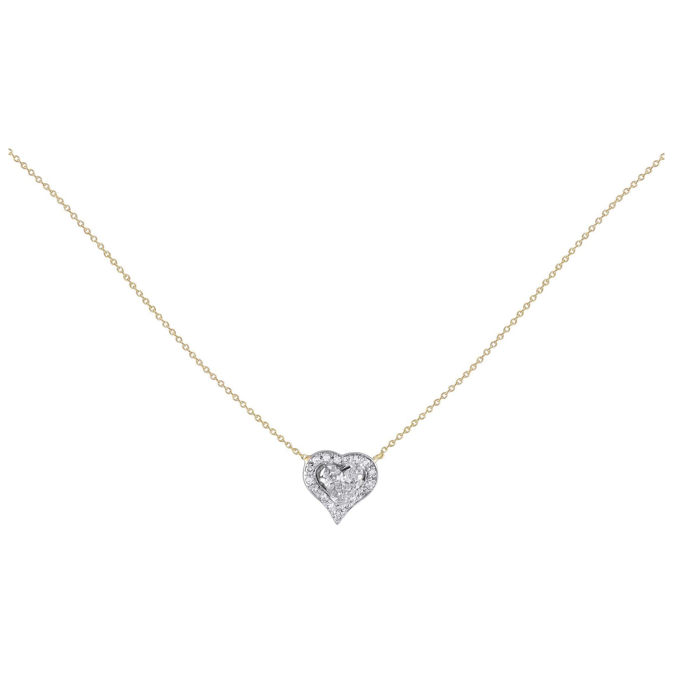 14K Yellow Gold 0.71ct Diamond Heart Necklace