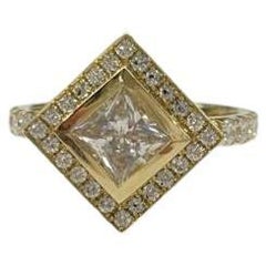 14K Yellow Gold 0.74ct Princess Cut Diamond Ring