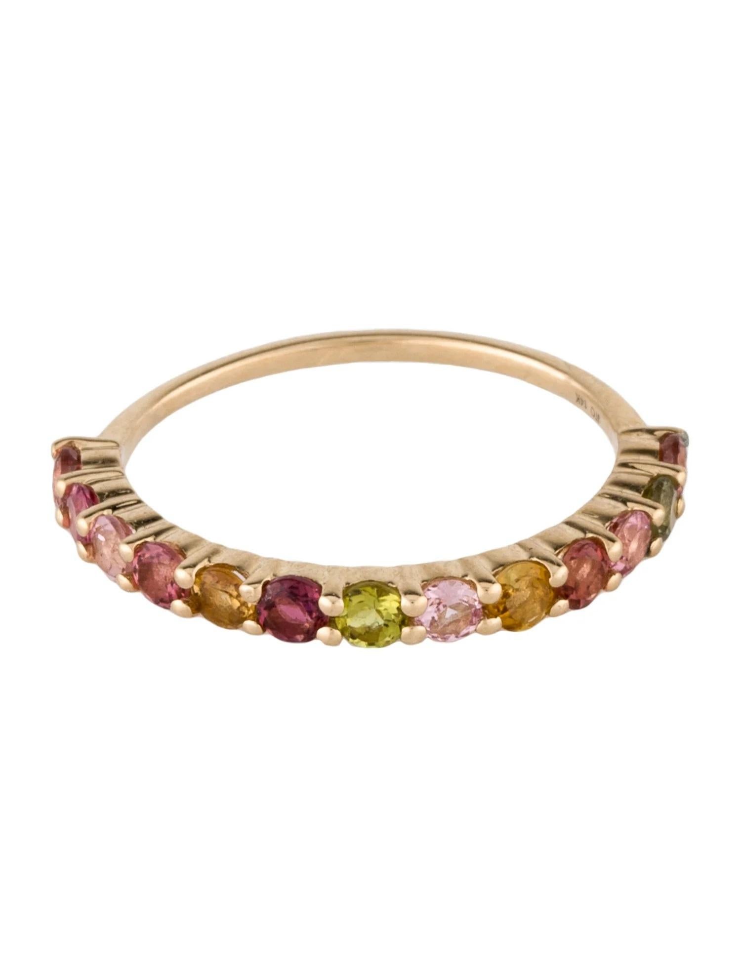 Anillo de oro amarillo de 14 quilates con turmalina multicolor de 0,75 quilates, talla 6,5 Artista en venta