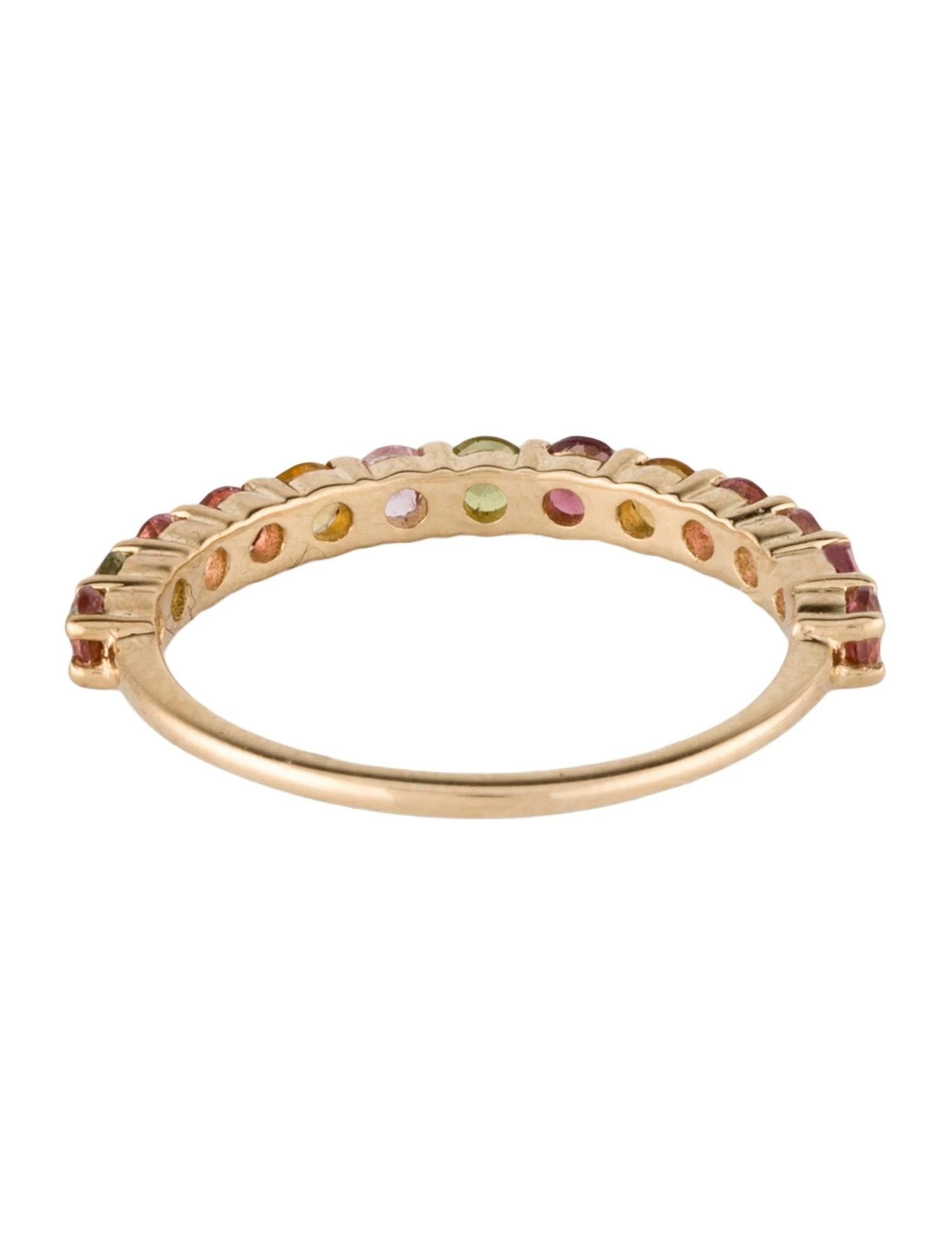 Anillo de oro amarillo de 14 quilates con turmalina multicolor de 0,75 quilates, talla 6,5 Corte redondo en venta