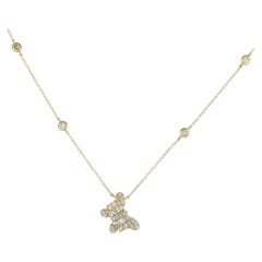 14K Yellow Gold 0.75ct Diamond Butterfly Pendant Necklace