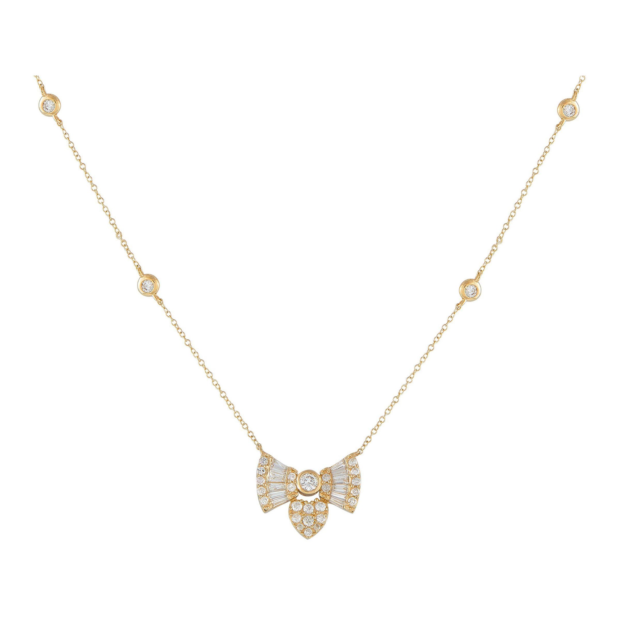 Collier en or jaune 14K avec 0,75ct de diamant PN16068-Y en vente