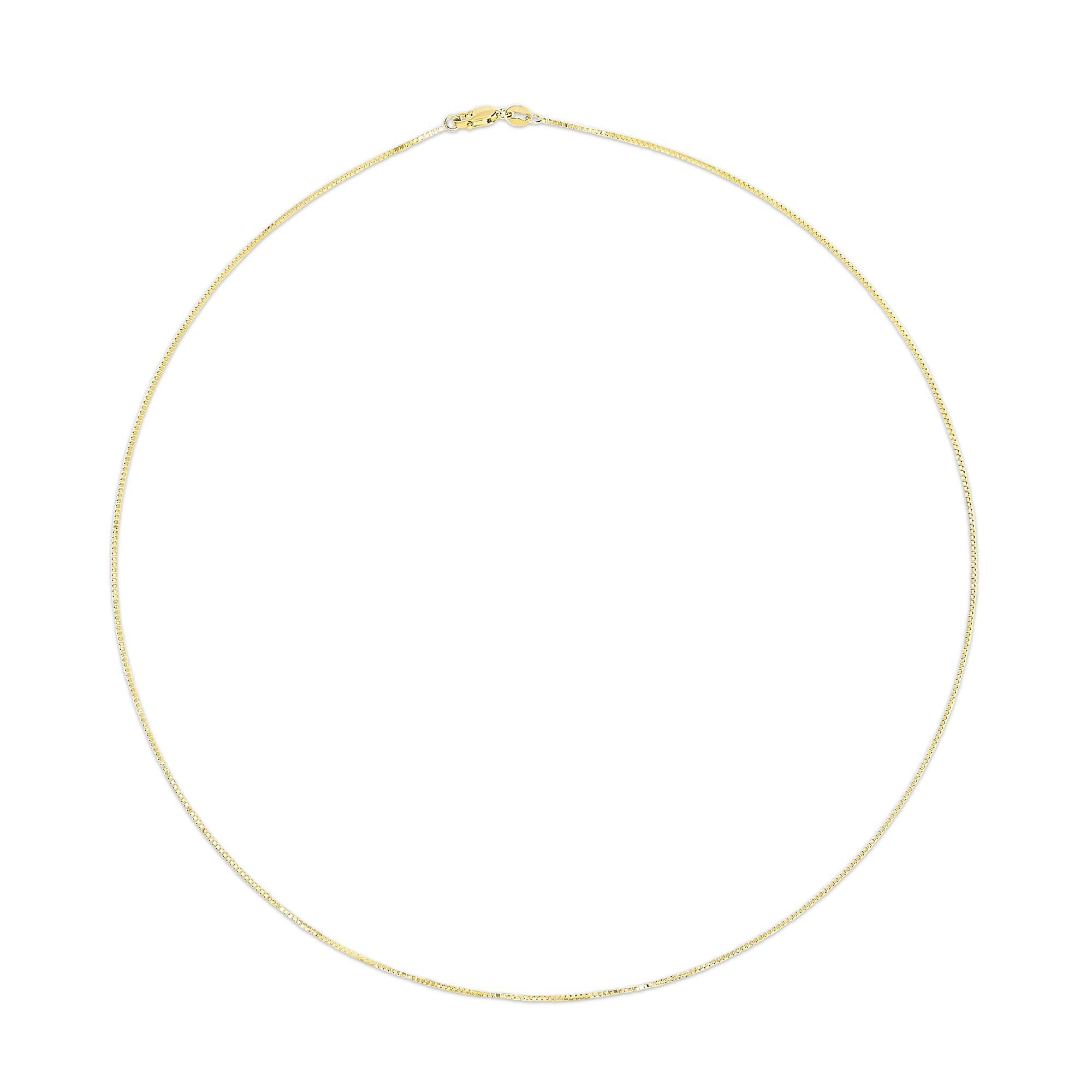 Moderne Collier à chaîne classique en or jaune 14K de 0,75 mm. Chaîne unisexe - Taille 20 pouces en vente