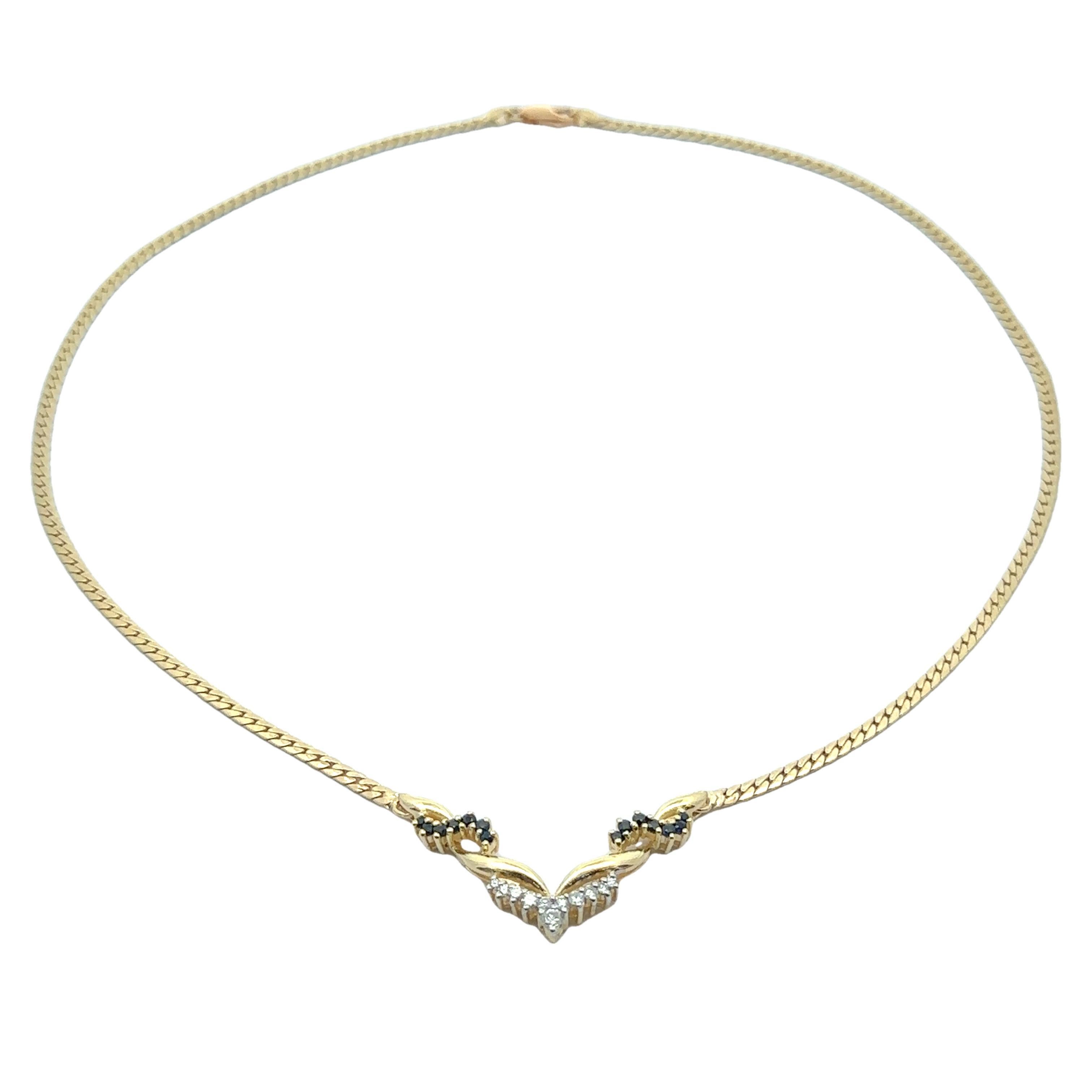 Collier en or jaune 14k 0.76ctw Sapphire Diamond 17