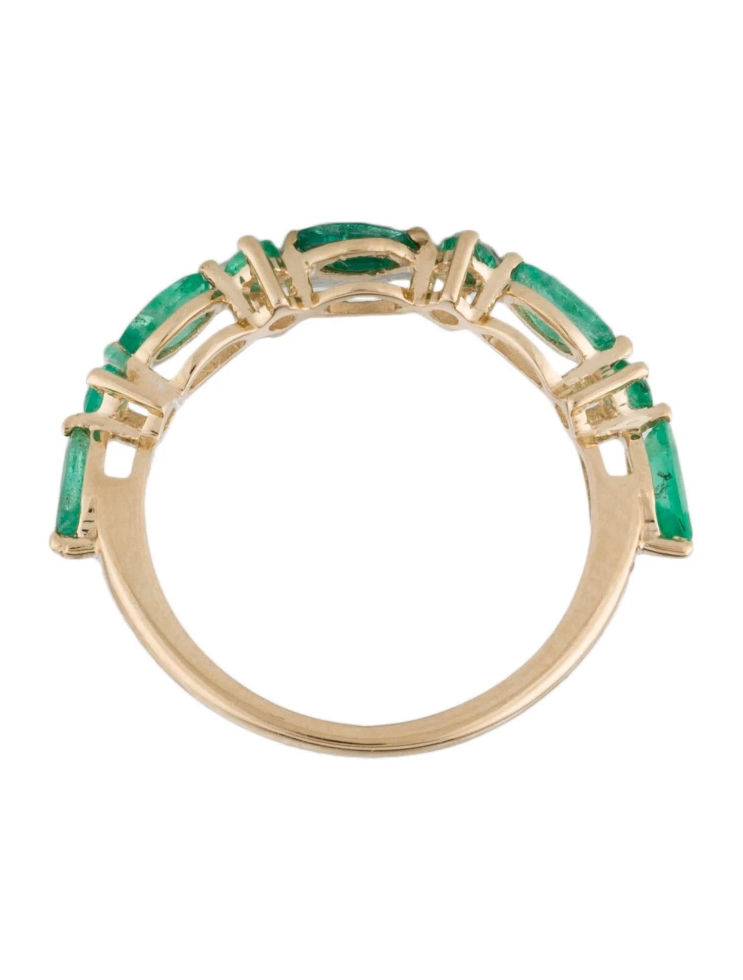 Bague en or jaune 14K 0.78ctw Emerald Band Ring, Taille 6.75, Round Modified Brilliant Neuf - En vente à Holtsville, NY