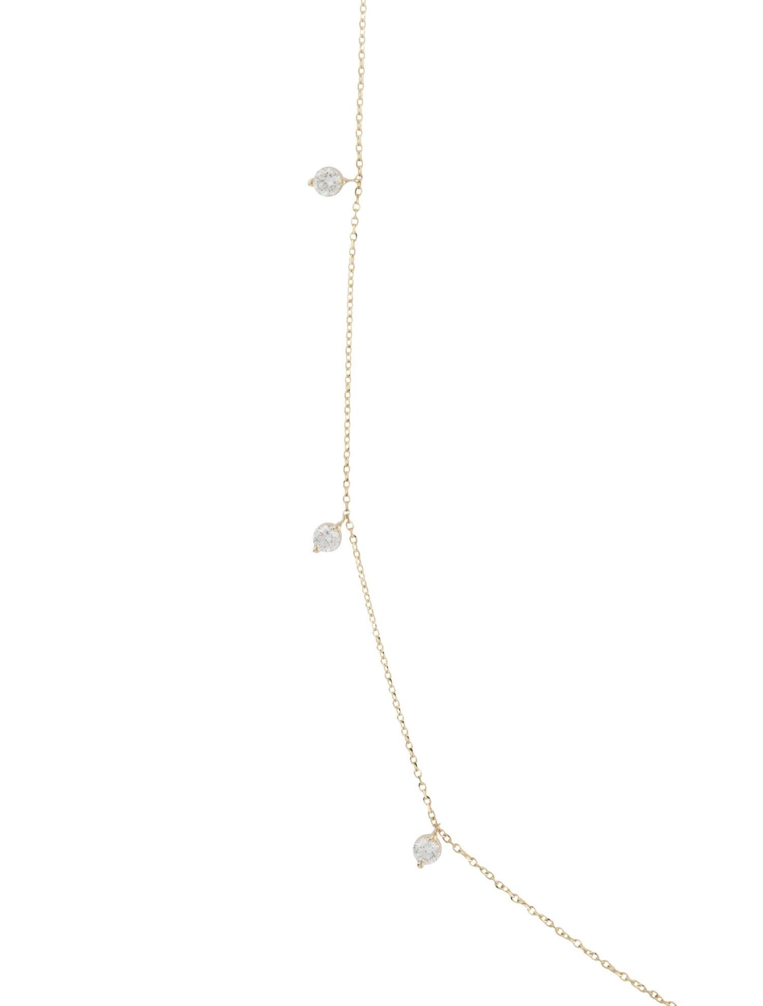 14K Yellow Gold 0.79 Carat Diamond Station Necklace In New Condition For Sale In Great neck, NY