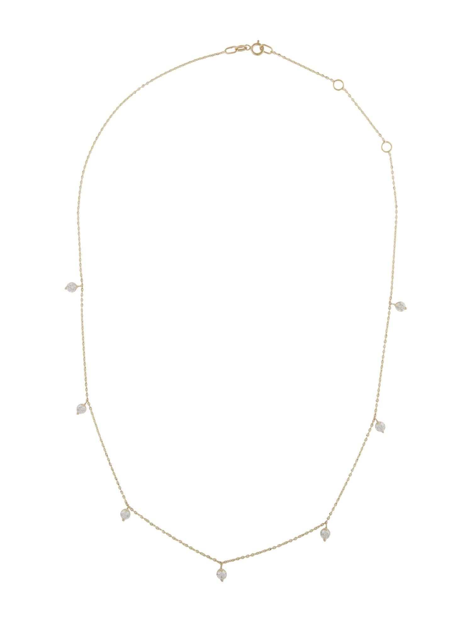 Women's 14K Yellow Gold 0.79 Carat Diamond Station Necklace For Sale