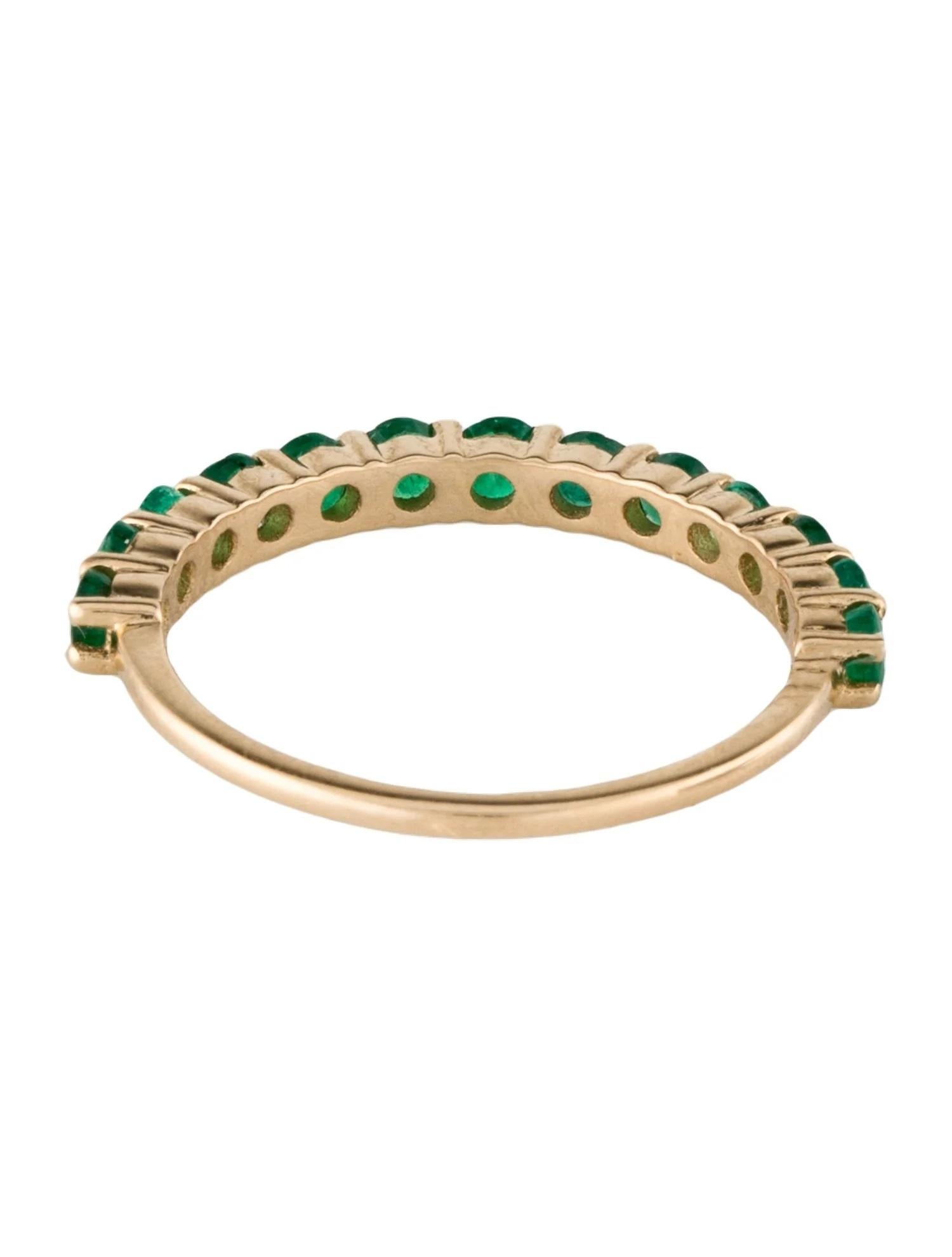 Emerald Cut 14K Yellow Gold 0.79 Carat Emerald Band Ring, Size 6.5  Round Emerald