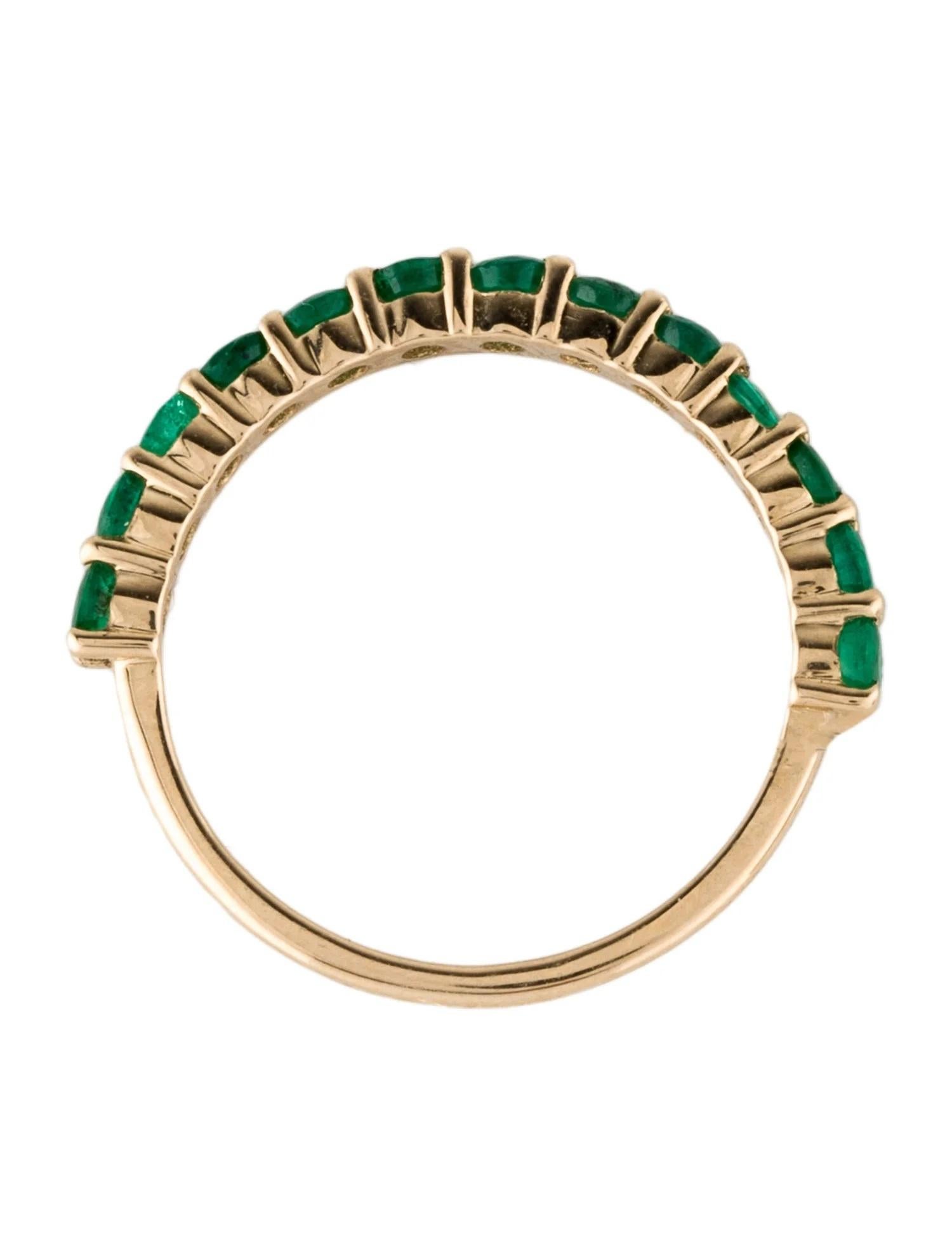 14K Yellow Gold 0.79 Carat Emerald Band Ring, Size 6.5  Round Emerald In New Condition In Holtsville, NY