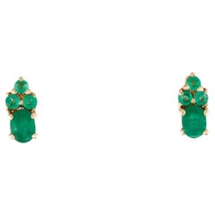14K Yellow Gold 0.80ctw Oval 
Round Modified Brilliant Emerald Stud Earrings