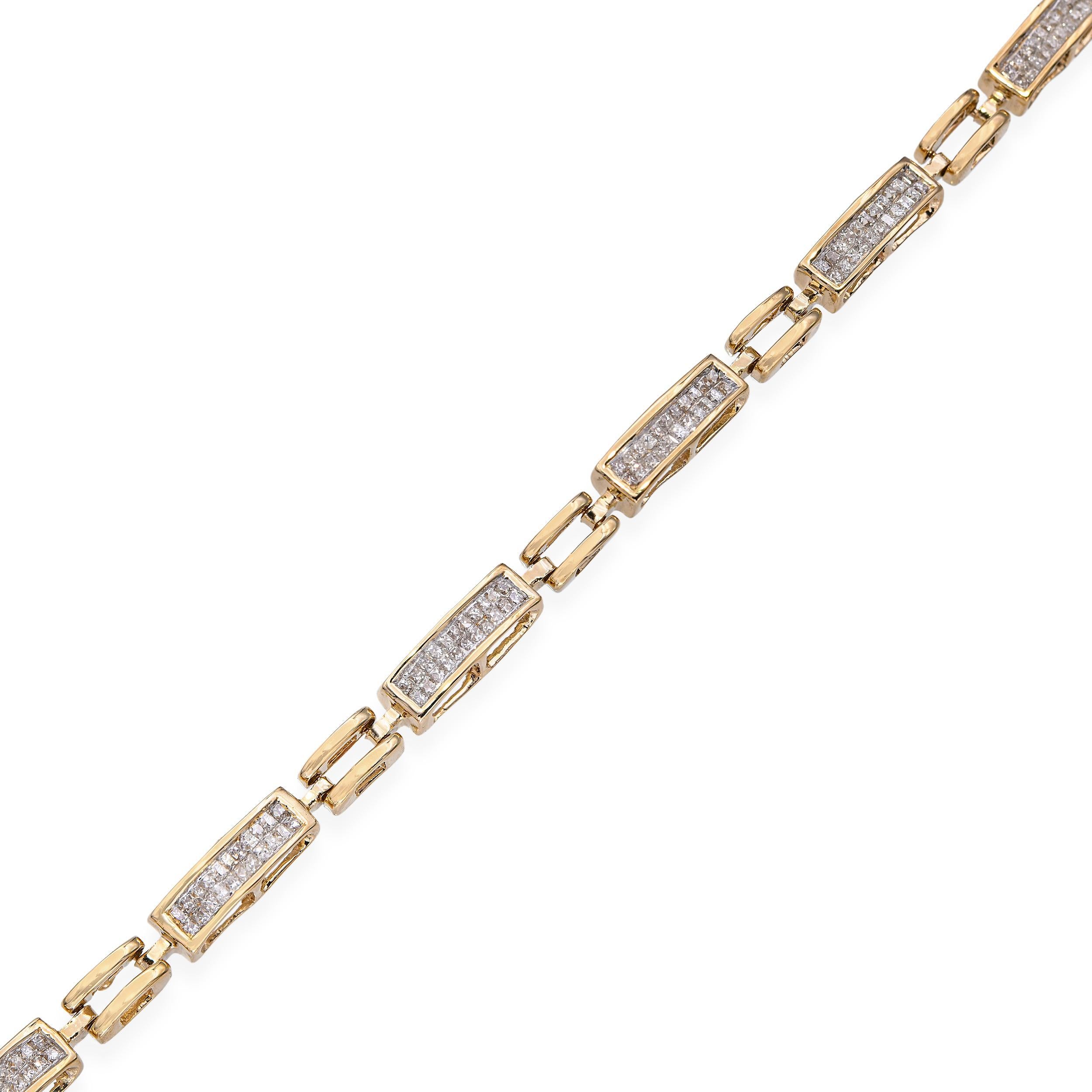 14k Yellow Gold 0.80tcw Diamond Link Bracelet en Bueno estado para la venta en New York, NY