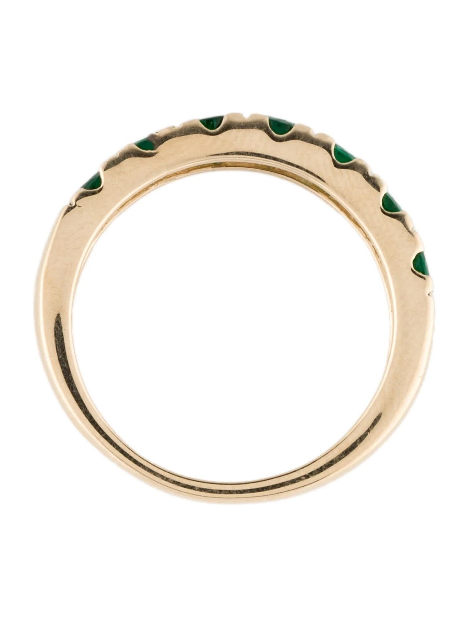 Bague jonc émeraude modifiée ronde en or jaune 14 carats de 0,81 carat, taille 7 Neuf - En vente à Holtsville, NY
