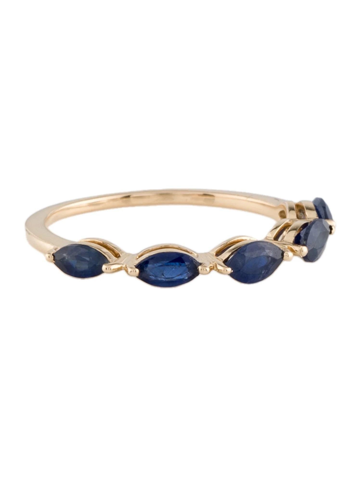 14K Yellow Gold 0.82ctw Sapphire Band Ring, Size 7, Marquise Modified Brilliant